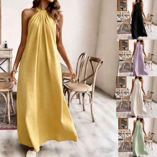 Robe Halter Décontractée Style Vacances Femme