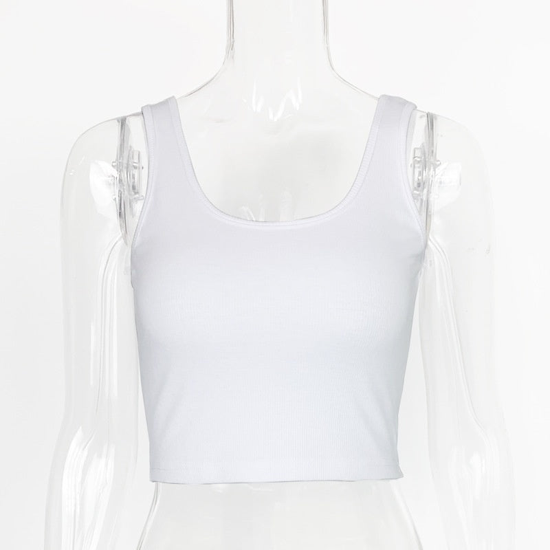 Female Solid Color Simple Short Sleeveless Top