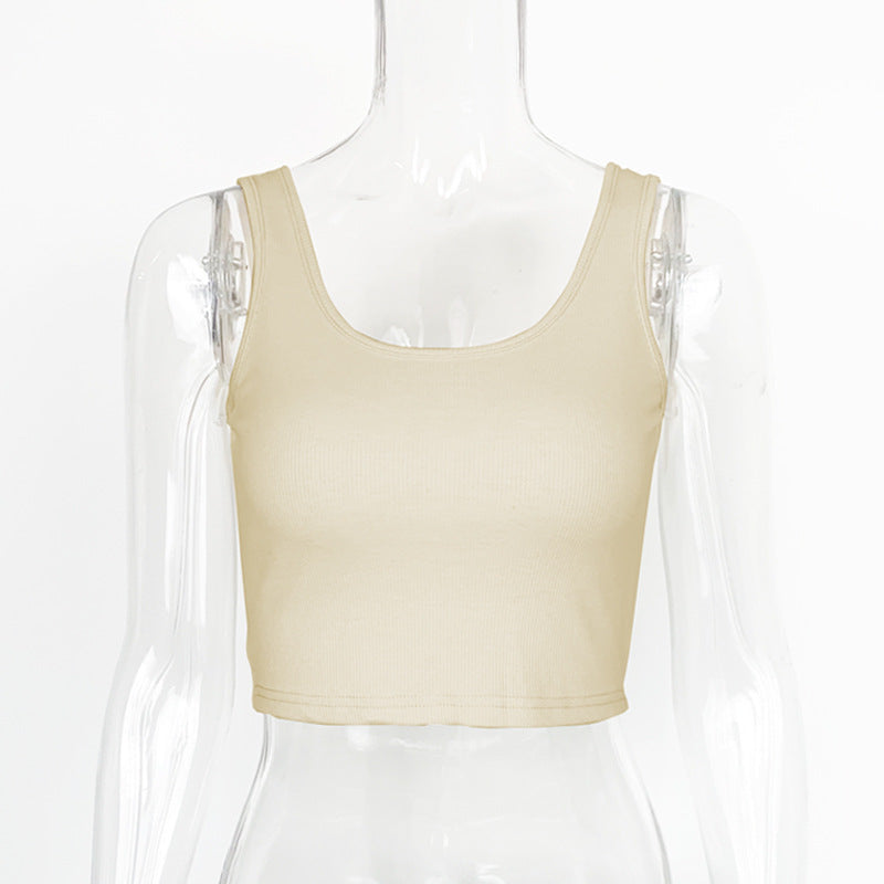 Female Solid Color Simple Short Sleeveless Top