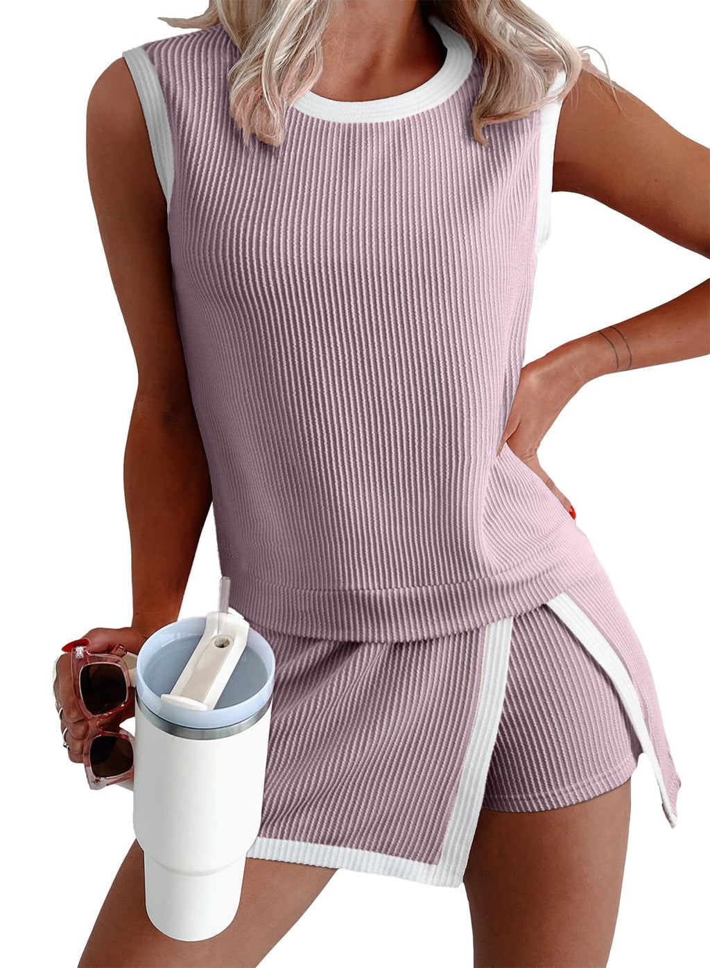 Vêtement Casual Sans Manches 2 Pièces Femme