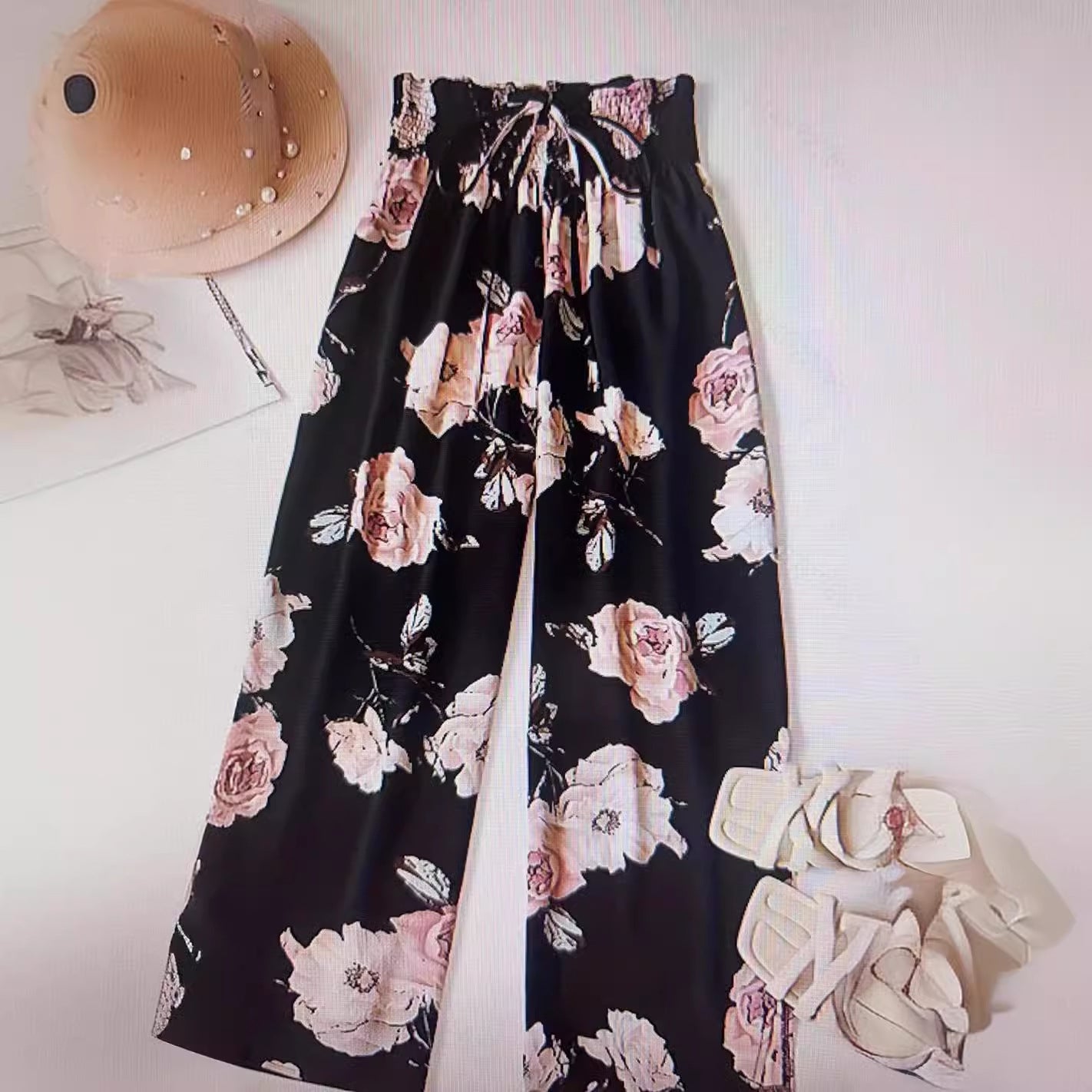 Pantalon Casual Taille Haute Jambe Large