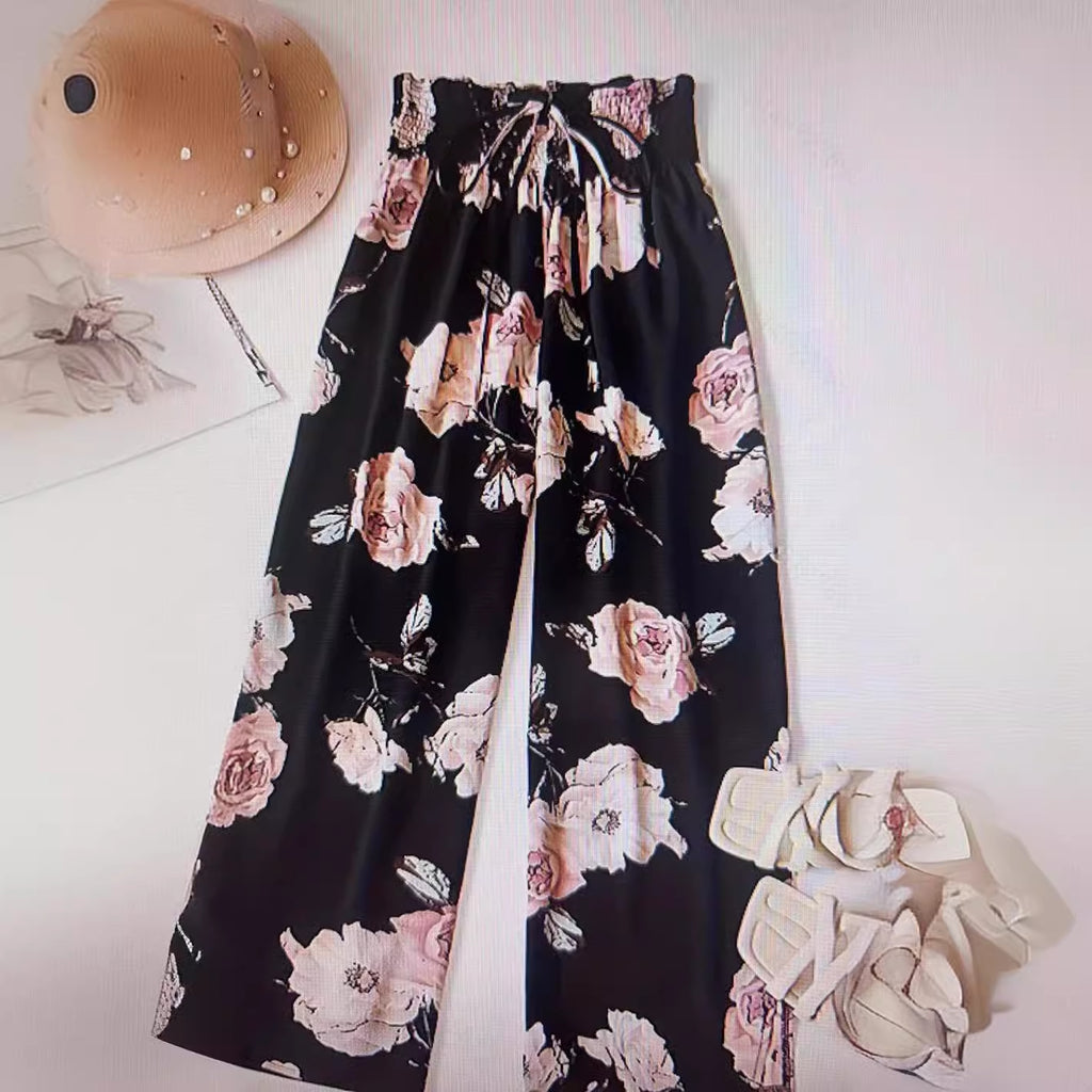 Pantalon Casual Taille Haute Jambe Large
