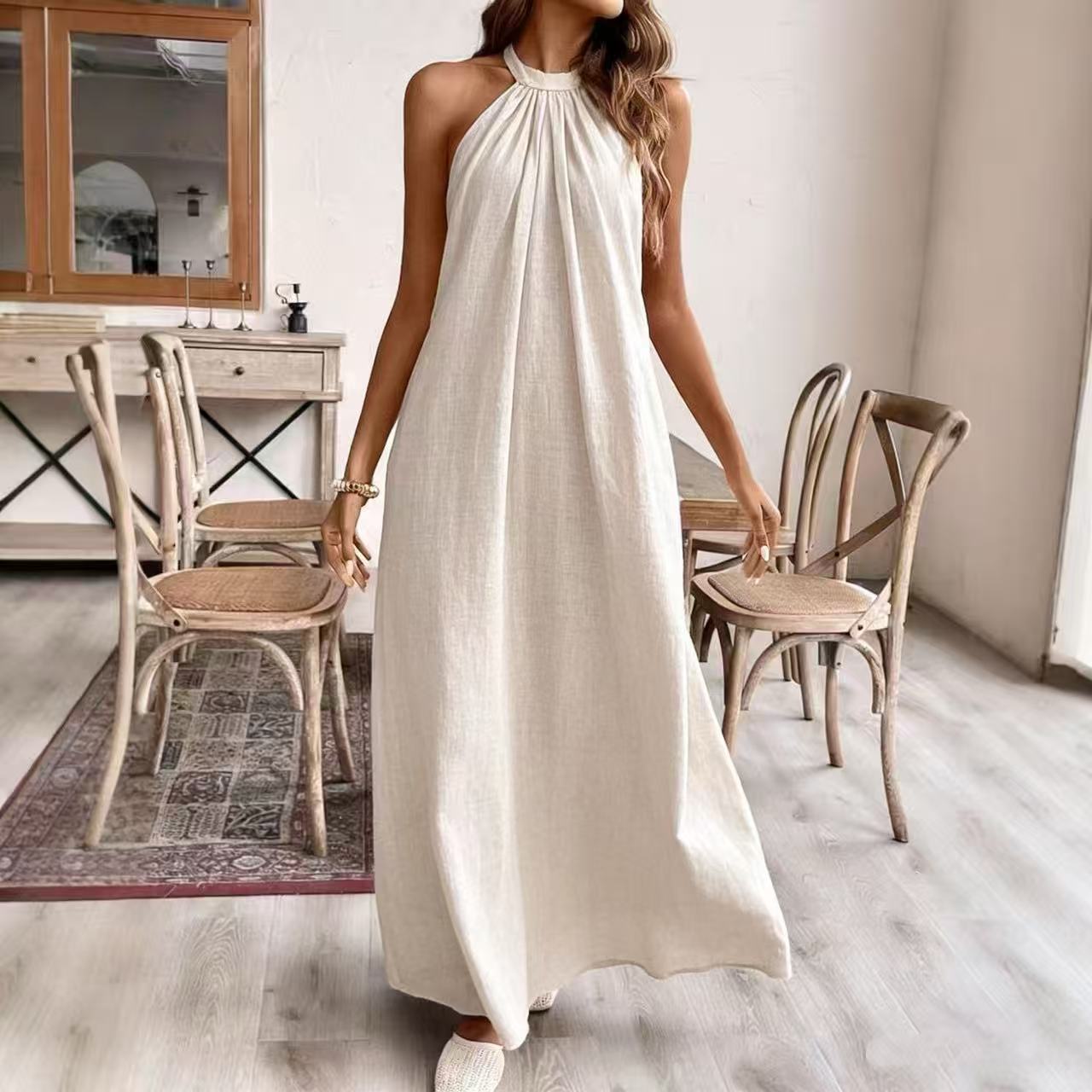 Robe Halter Décontractée Style Vacances Femme