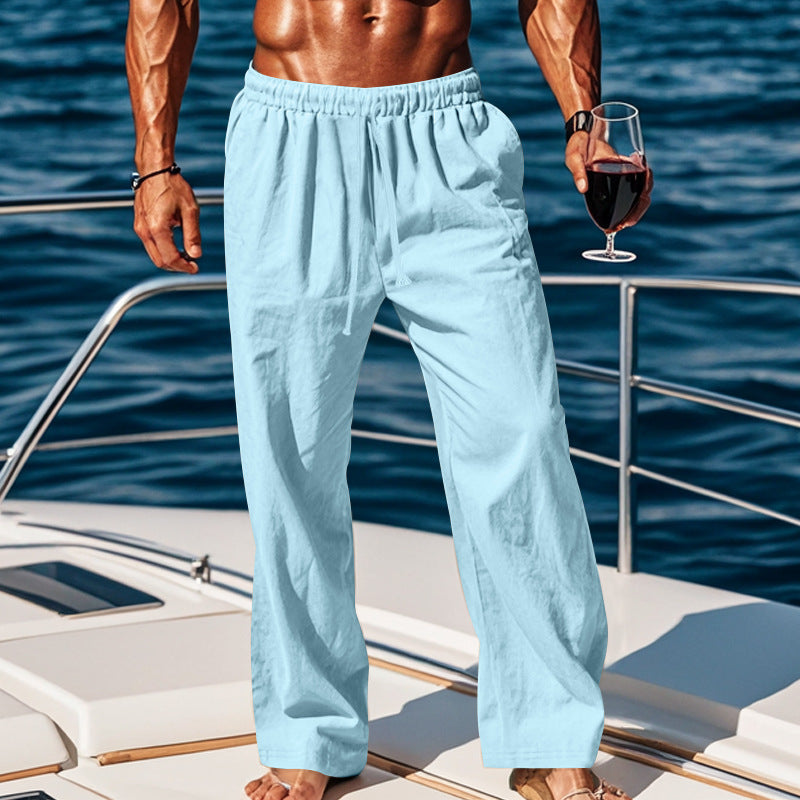 Pantalon Lin Homme Taille Médiane Cordons | KoVA Collection