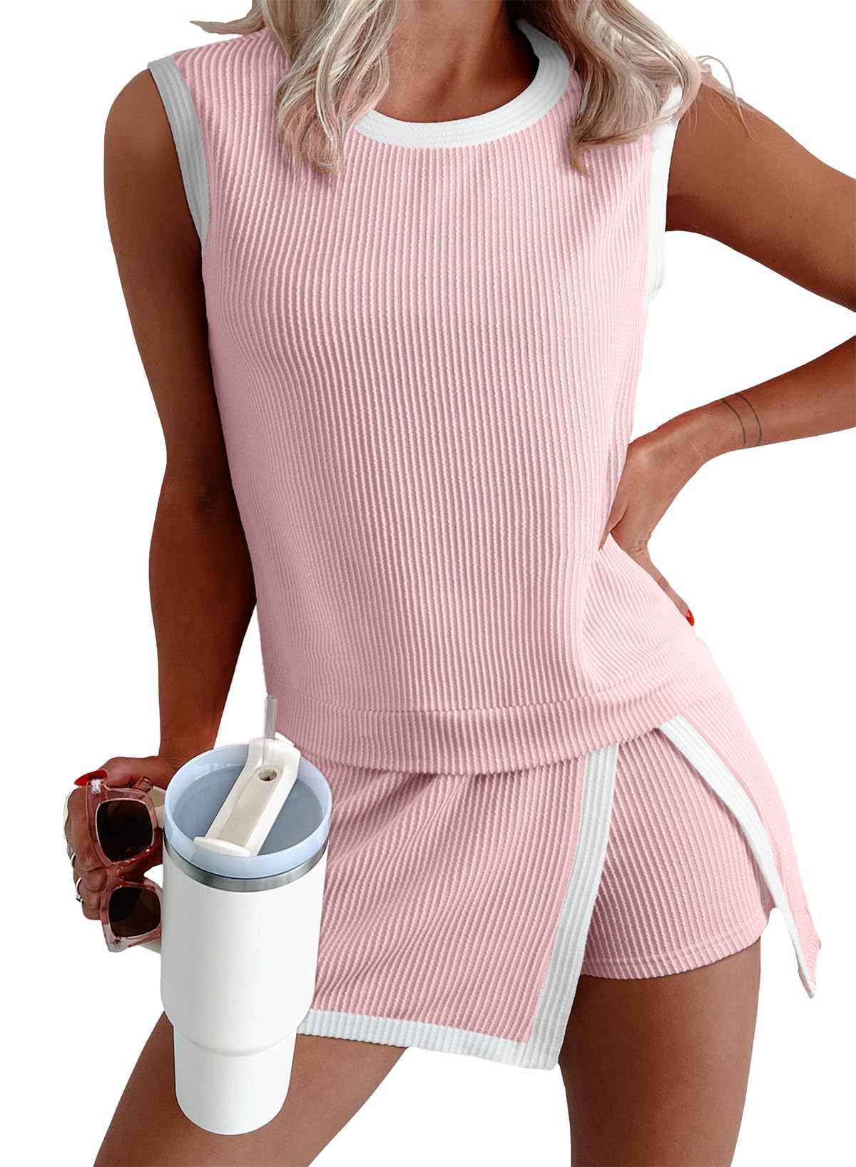 Vêtement Casual Sans Manches 2 Pièces Femme
