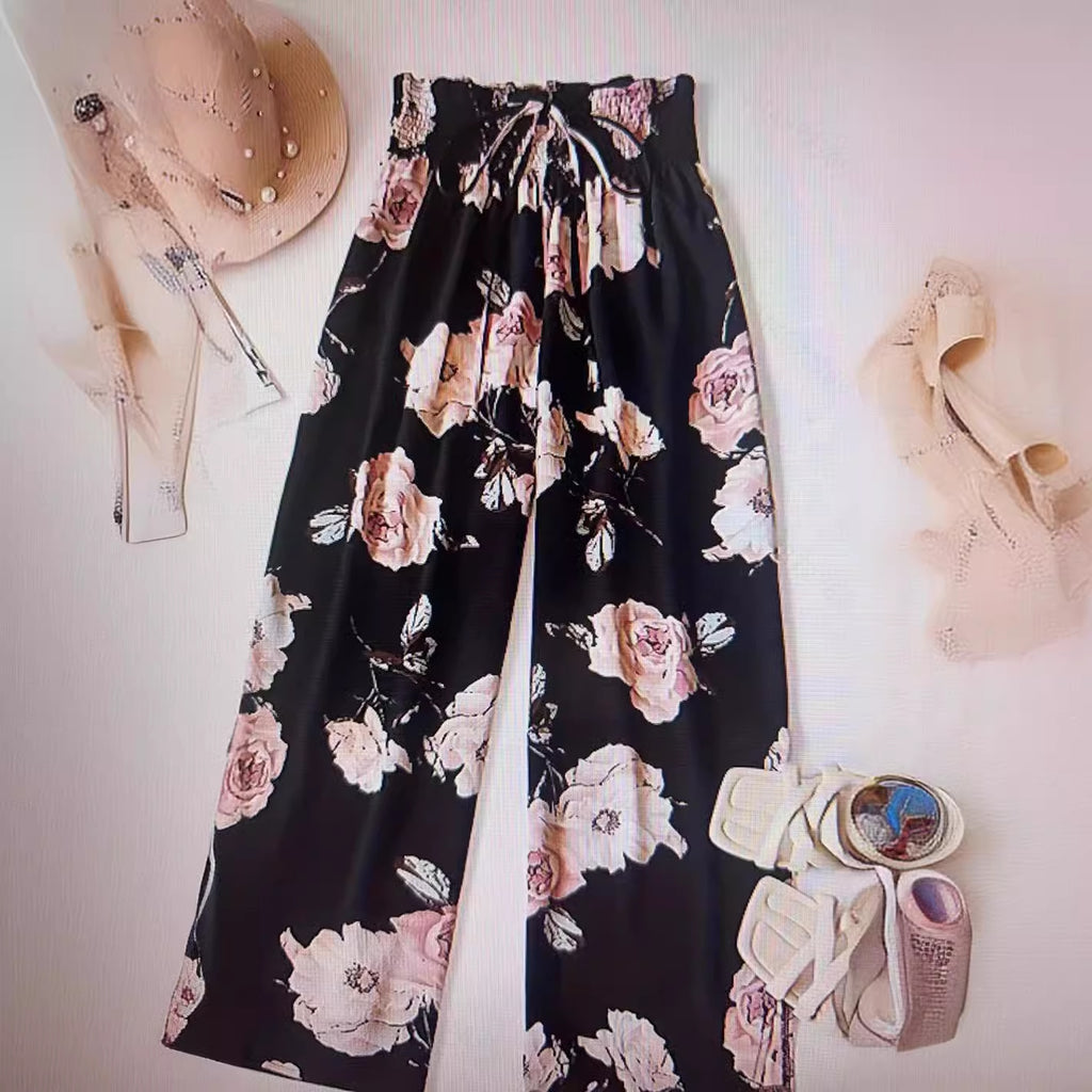 Pantalon Casual Taille Haute Jambe Large
