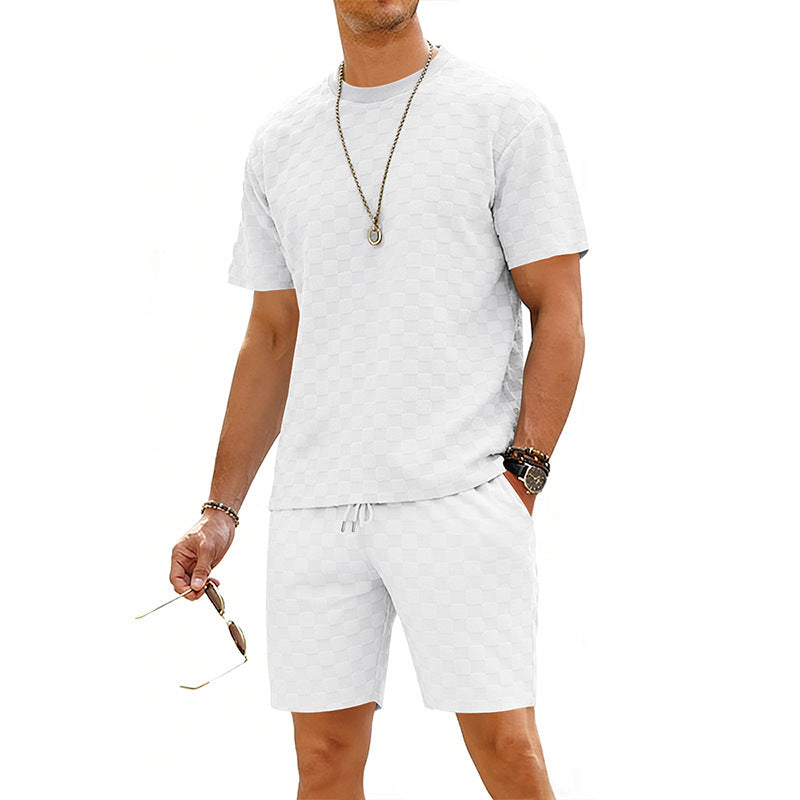 Ensemble T-Shirt Short Carreaux Homme Style Rétro | KoVA