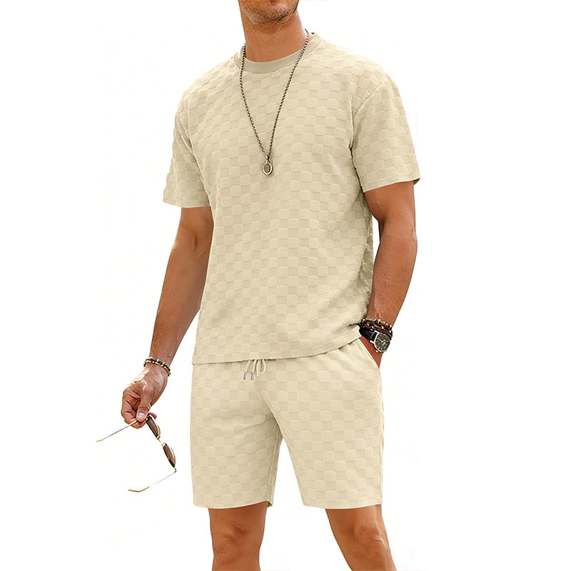 Ensemble T-Shirt Short Carreaux Homme Style Rétro | KoVA