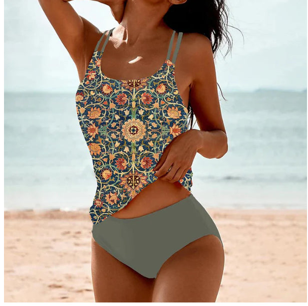 Bikini 2 Pièces Imprimé Taille Haute Femme