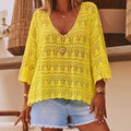 Top Crochet Femme Épaules Tombantes Style Bohème | KoVA