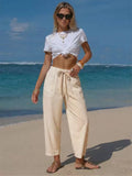 Pantalon Rayé Casual Coupe Ample