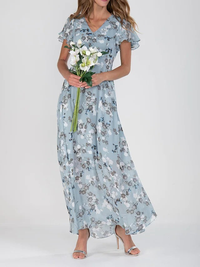 Robe Été Volantée Imprimée Fleurs Femme