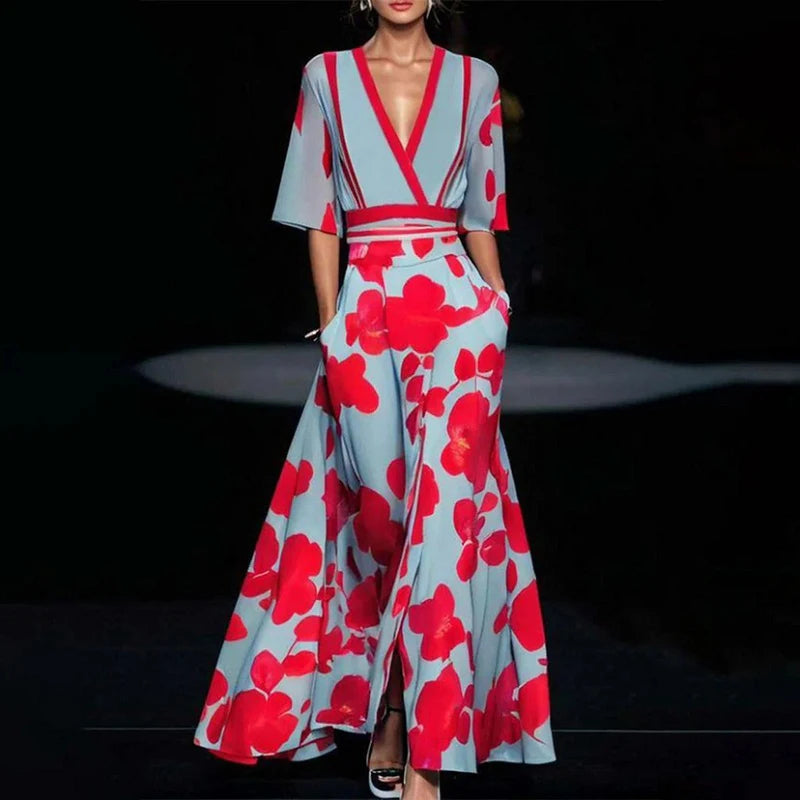 Robe Col V Manches Courtes