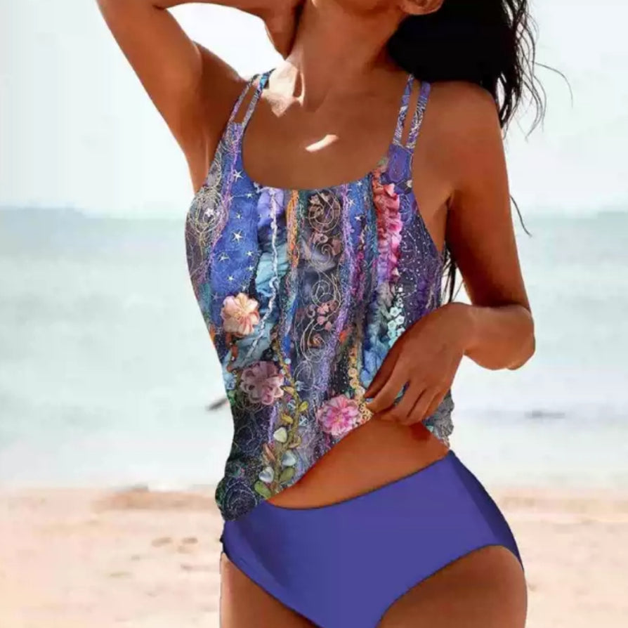 Bikini 2 Pièces Imprimé Taille Haute Femme