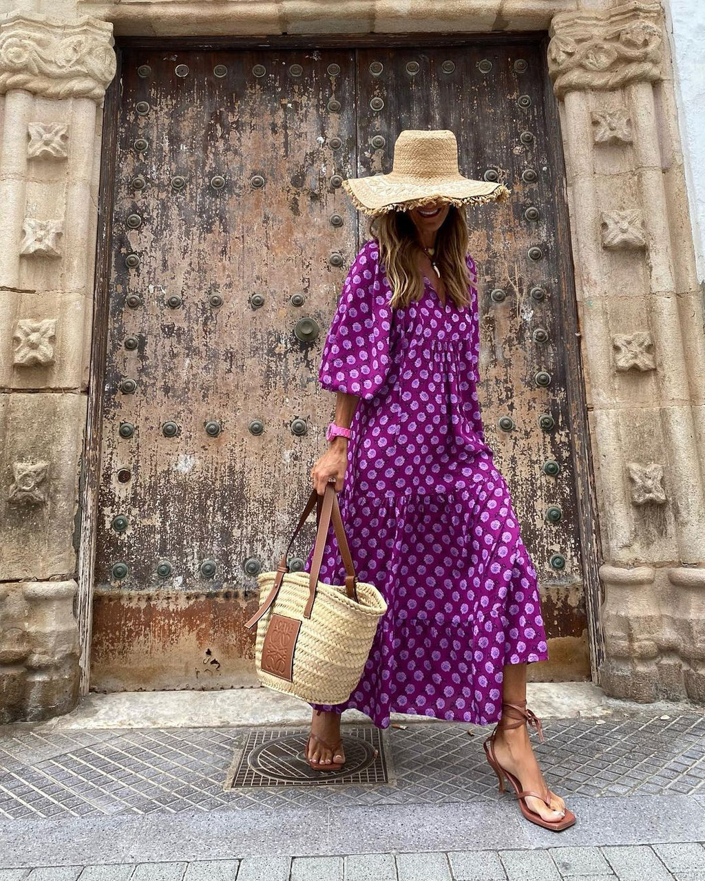 Robe Bohème Imprimée Vintage Femme