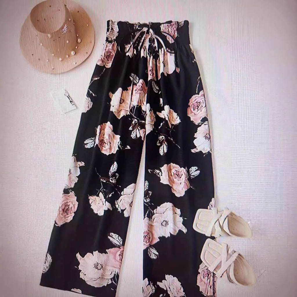 Pantalon Casual Taille Haute Jambe Large