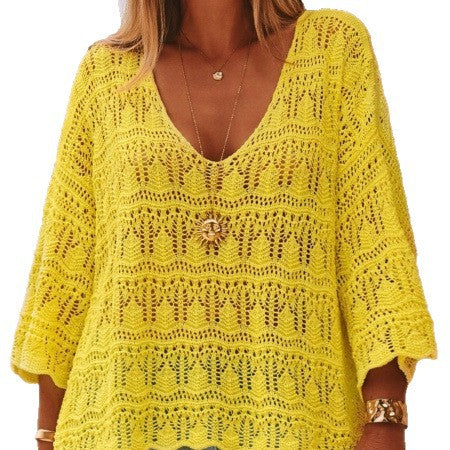 Top Crochet Femme Épaules Tombantes Style Bohème | KoVA