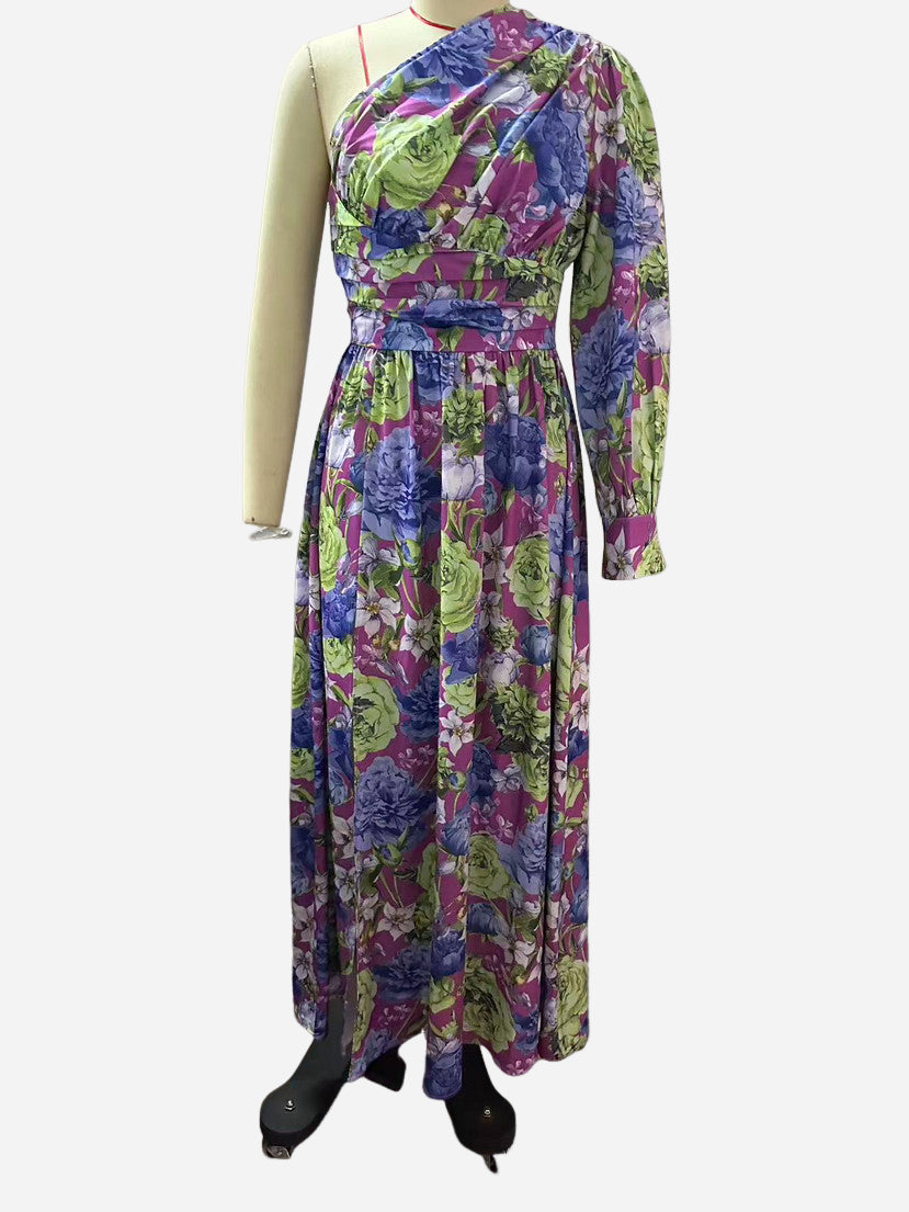Robe Maxi Fleurie Épaule Dénudée - Style Plage