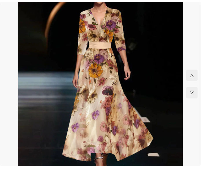 Robe Col V Manches Courtes