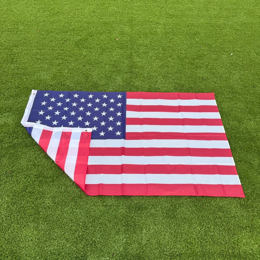 150x90cm US banner High Quality Double Sided Printed Polyester American Flag Grommets USA Flag