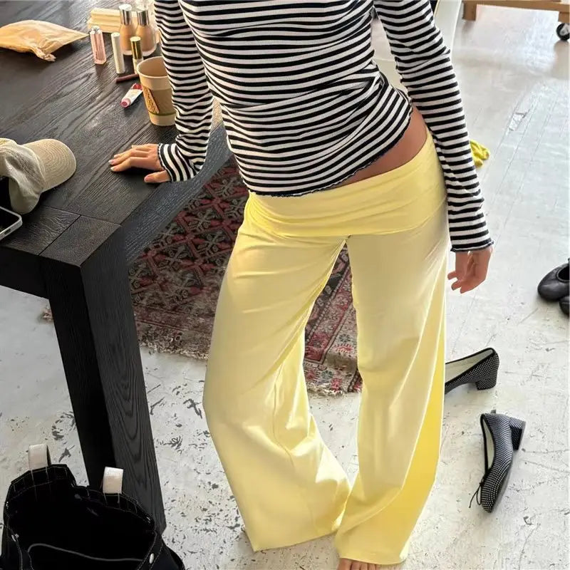 Pantalon Casual Jambe Large Femme