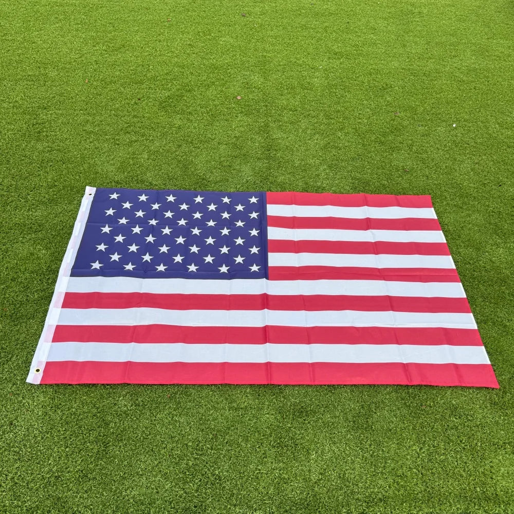 150x90cm US banner High Quality Double Sided Printed Polyester American Flag Grommets USA Flag