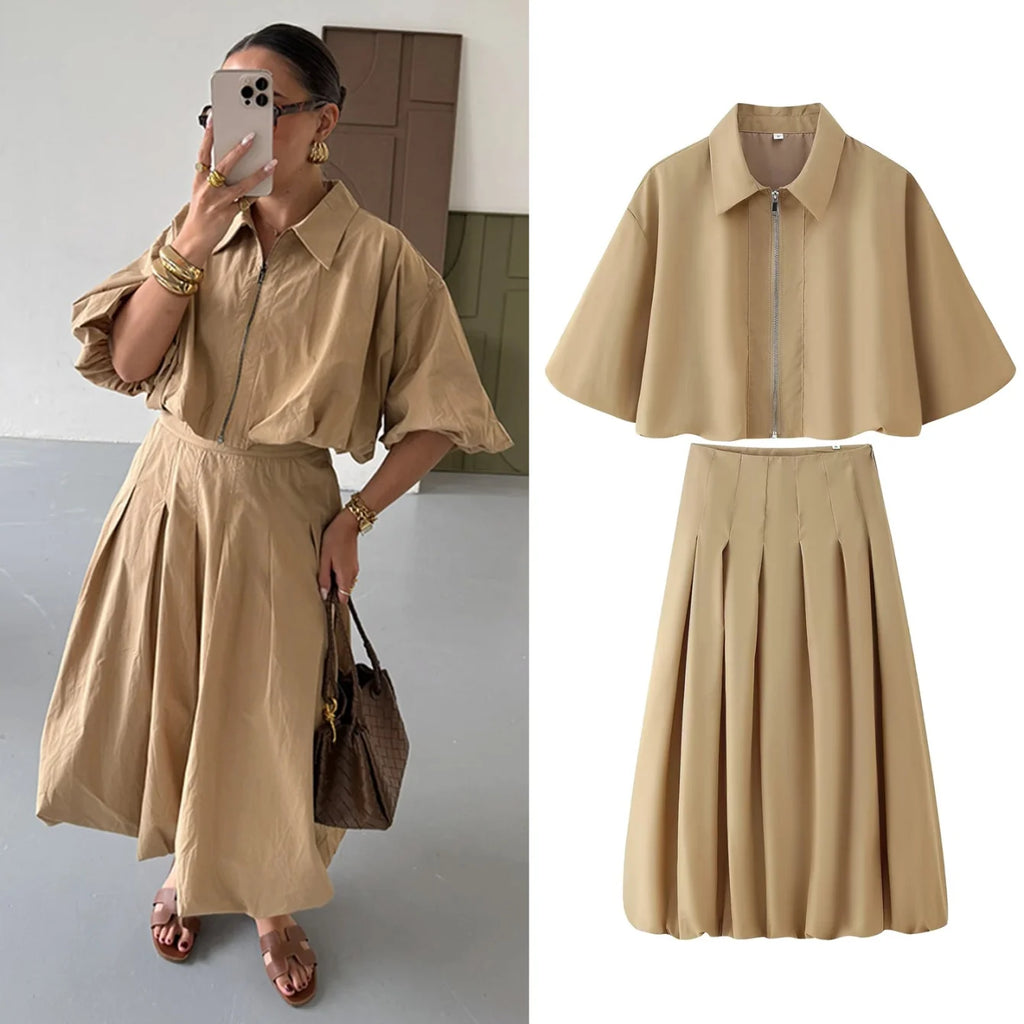 Ensemble Femme Fleuri Taille Haute Manches Courtes