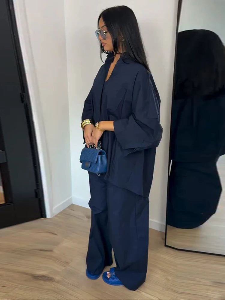 Ensemble Femme Uni Casual Coupe Ample
