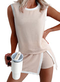 Vêtement Casual Sans Manches 2 Pièces Femme