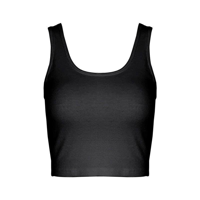 Female Solid Color Simple Short Sleeveless Top