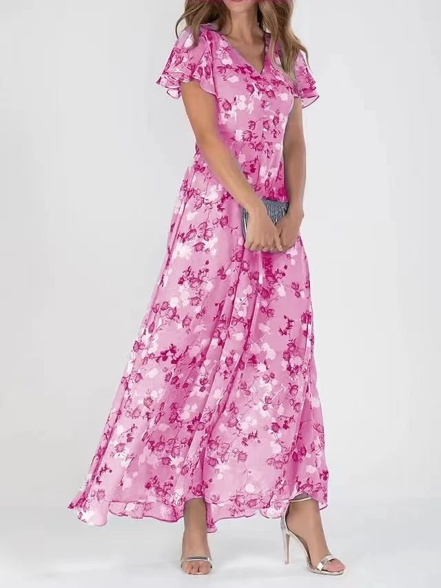 Robe Été Volantée Imprimée Fleurs Femme