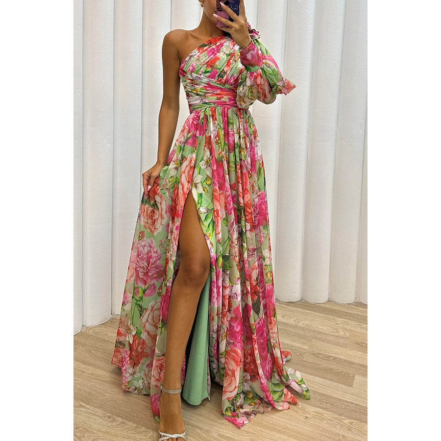 Robe Maxi Fleurie Épaule Dénudée - Style Plage
