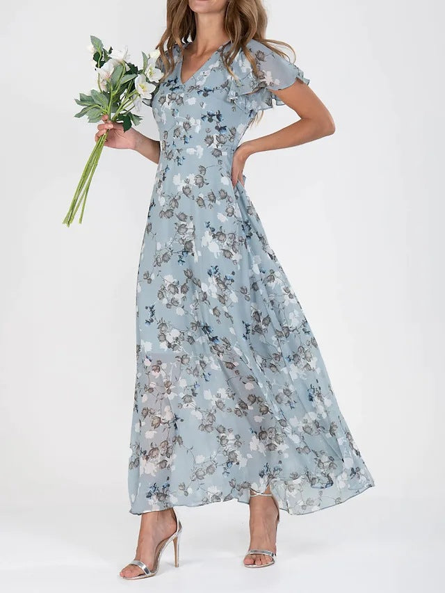 Robe Été Volantée Imprimée Fleurs Femme