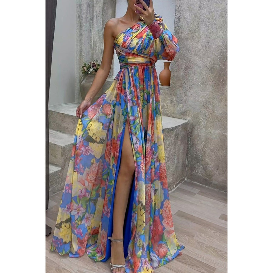 Robe Maxi Fleurie Épaule Dénudée - Style Plage