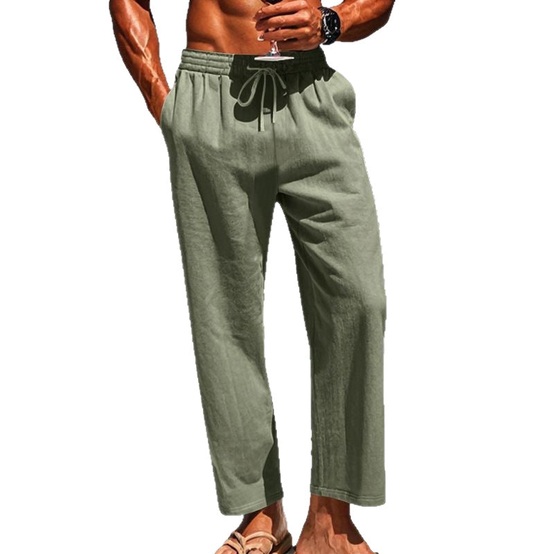 Pantalon Lin Homme Taille Médiane Cordons | KoVA Collection