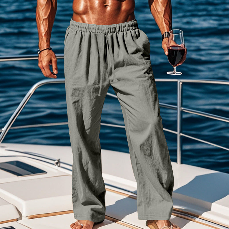 Pantalon Lin Homme Taille Médiane Cordons | KoVA Collection