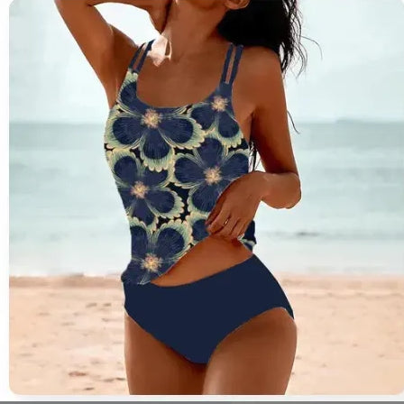 Bikini 2 Pièces Imprimé Taille Haute Femme