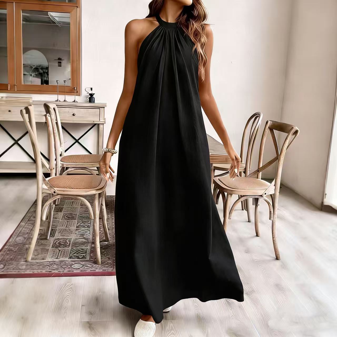 Robe Halter Décontractée Style Vacances Femme