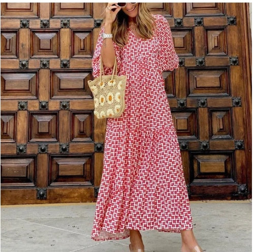 Robe Bohème Imprimée Vintage Femme