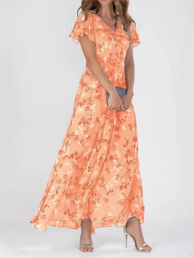 Robe Été Volantée Imprimée Fleurs Femme
