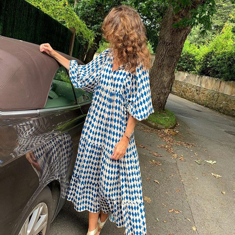 Robe Bohème Imprimée Vintage Femme