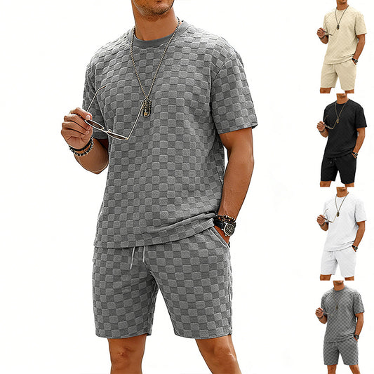 Ensemble T-Shirt Short Carreaux Homme Style Rétro | KoVA