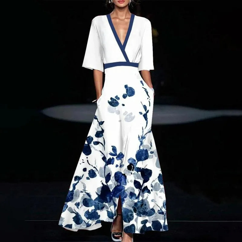 Robe Col V Manches Courtes