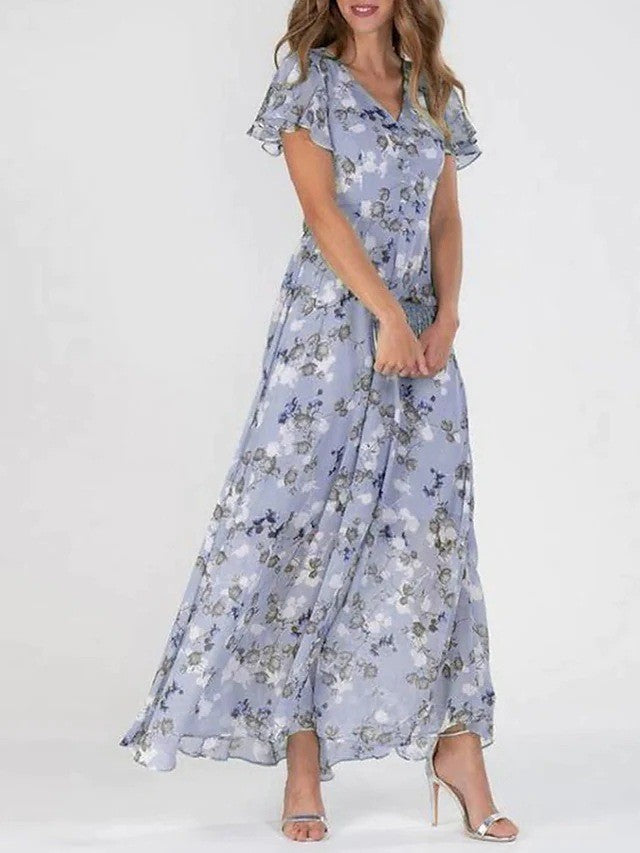 Robe Été Volantée Imprimée Fleurs Femme