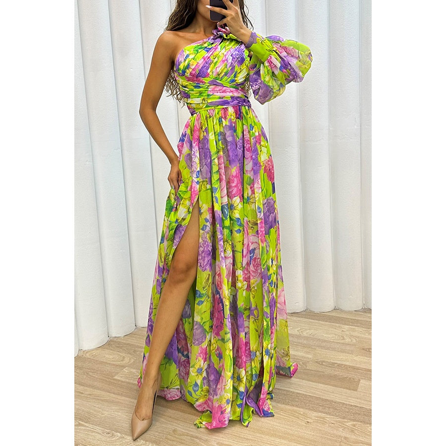 Robe Maxi Fleurie Épaule Dénudée - Style Plage