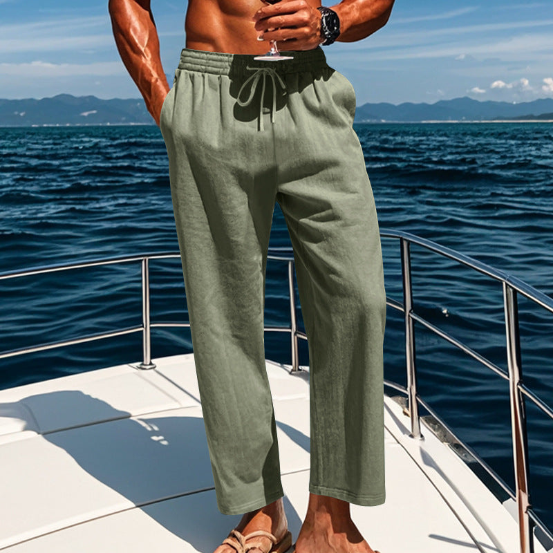 Pantalon Lin Homme Taille Médiane Cordons | KoVA Collection