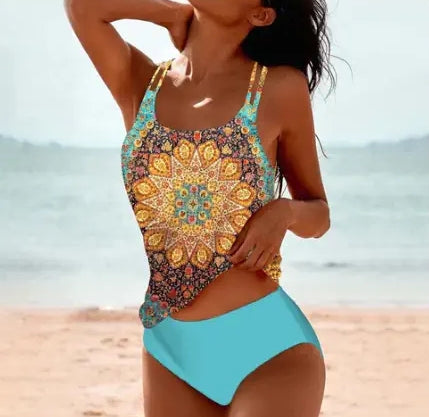 Bikini 2 Pièces Imprimé Taille Haute Femme